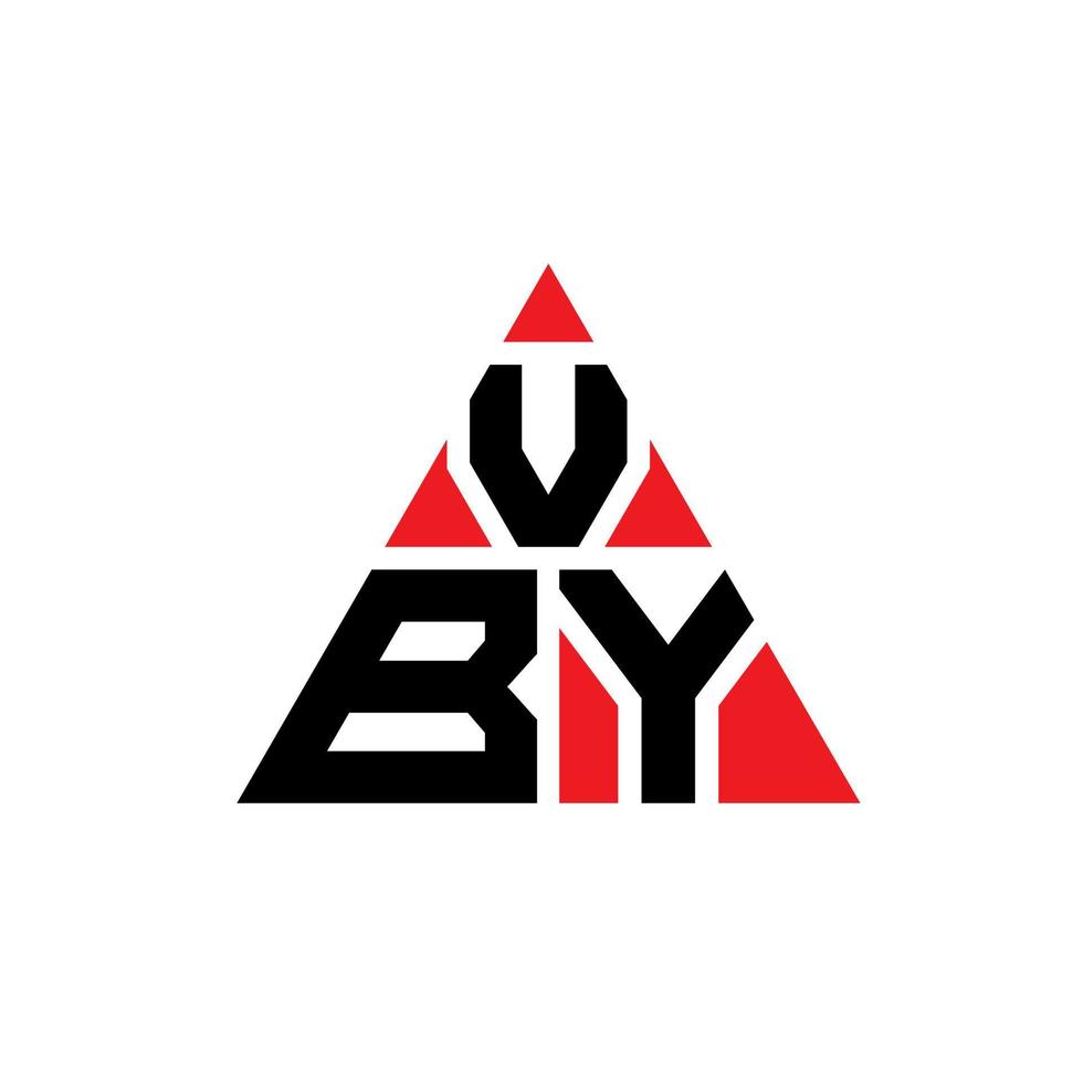 design de logotipo de letra de triângulo vby com forma de triângulo. monograma de design de logotipo de triângulo vby. modelo de logotipo de vetor de triângulo vby com cor vermelha. logotipo triangular vby logotipo simples, elegante e luxuoso.