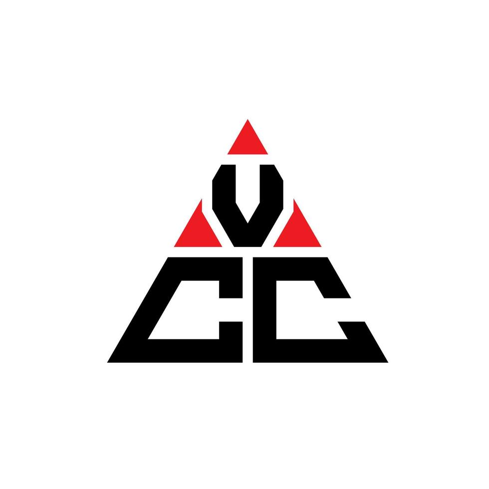 design de logotipo de letra de triângulo vcc com forma de triângulo. monograma de design de logotipo de triângulo vcc. modelo de logotipo de vetor de triângulo vcc com cor vermelha. logotipo triangular vcc logotipo simples, elegante e luxuoso.