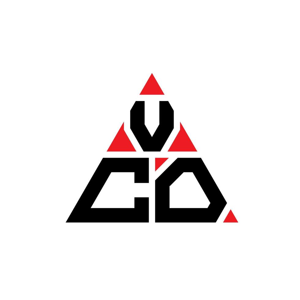 design de logotipo de letra de triângulo vco com forma de triângulo. monograma de design de logotipo de triângulo vco. modelo de logotipo de vetor de triângulo vco com cor vermelha. logotipo triangular vco logotipo simples, elegante e luxuoso.
