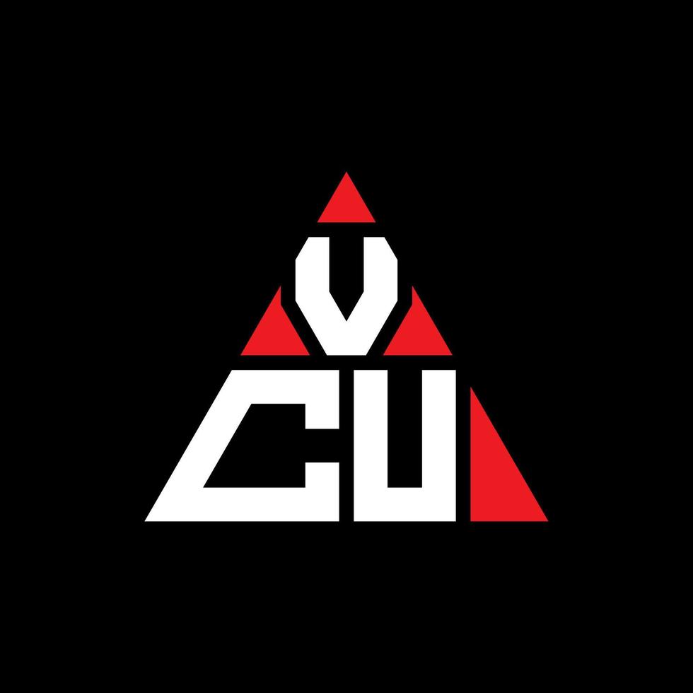 design de logotipo de letra de triângulo vcu com forma de triângulo. monograma de design de logotipo de triângulo vcu. modelo de logotipo de vetor de triângulo vcu com cor vermelha. logotipo triangular vcu logotipo simples, elegante e luxuoso.