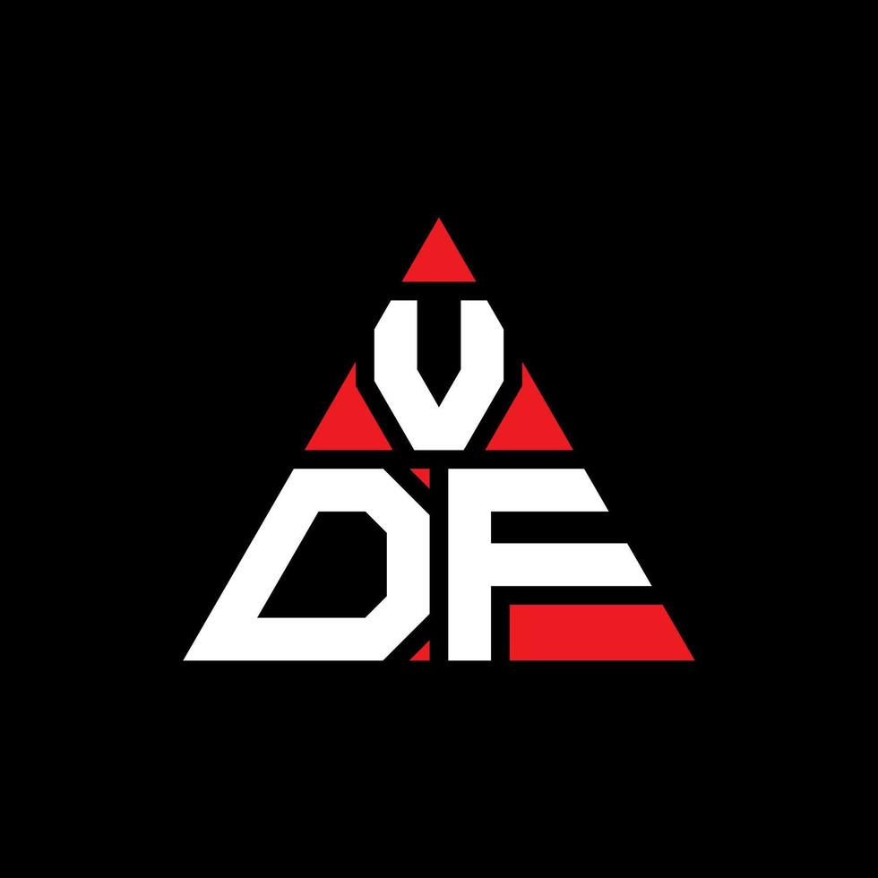 design de logotipo de letra de triângulo vdf com forma de triângulo. monograma de design de logotipo de triângulo vdf. modelo de logotipo de vetor de triângulo vdf com cor vermelha. logotipo triangular vdf logotipo simples, elegante e luxuoso.