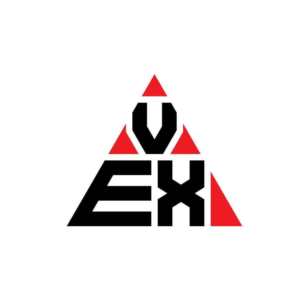 design de logotipo de letra triângulo vex com forma de triângulo. monograma de design de logotipo de triângulo vex. modelo de logotipo de vetor de triângulo vex com cor vermelha. logotipo triangular vex logotipo simples, elegante e luxuoso.