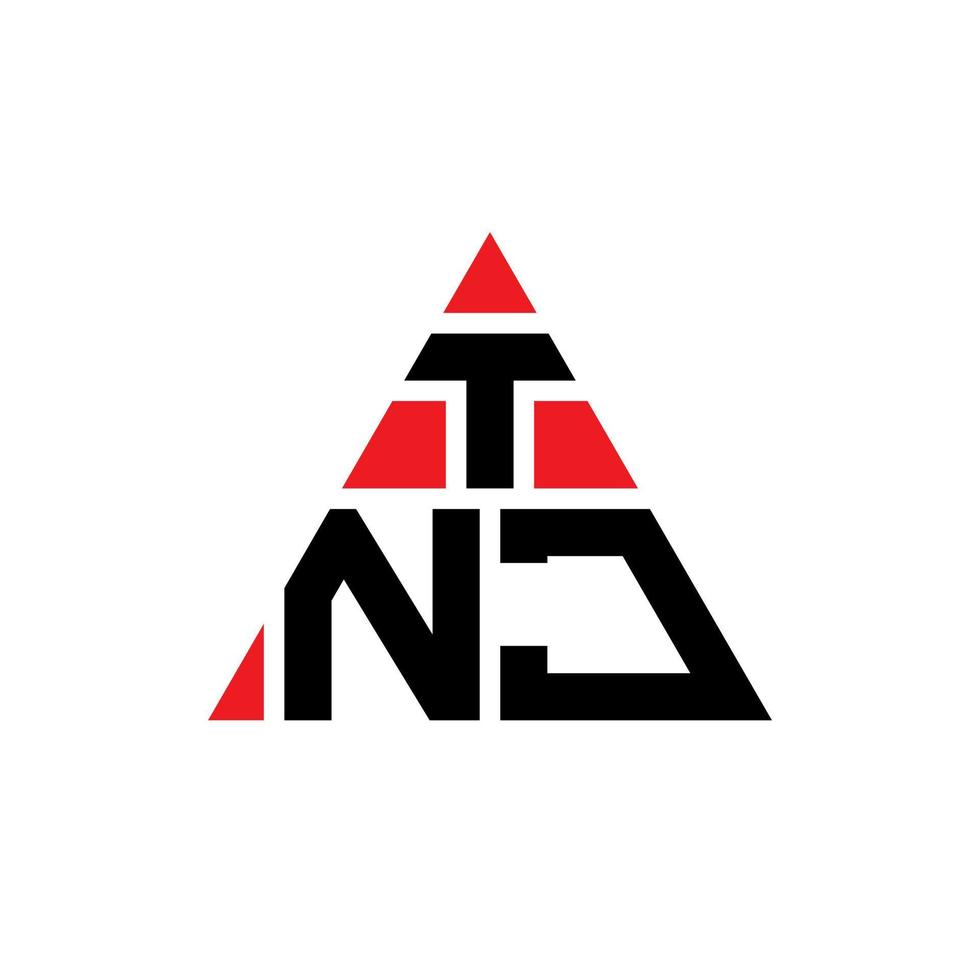 design de logotipo de letra de triângulo tnj com forma de triângulo. monograma de design de logotipo de triângulo tnj. modelo de logotipo de vetor de triângulo tnj com cor vermelha. logotipo triangular tnj logotipo simples, elegante e luxuoso.