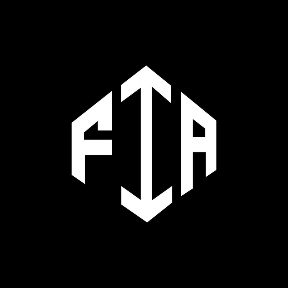 design de logotipo de carta fia com forma de polígono. fia polígono e design de logotipo em forma de cubo. modelo de logotipo de vetor fia hexágono cores brancas e pretas. fia monograma, logotipo de negócios e imóveis.