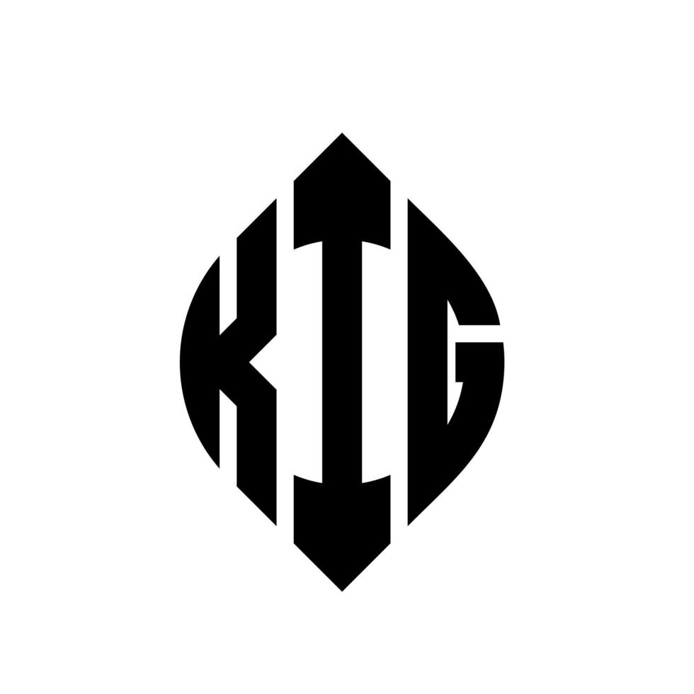 design de logotipo de carta de círculo kig com forma de círculo e elipse. letras de elipse kig com estilo tipográfico. as três iniciais formam um logotipo circular. kig círculo emblema abstrato monograma carta marca vetor. vetor