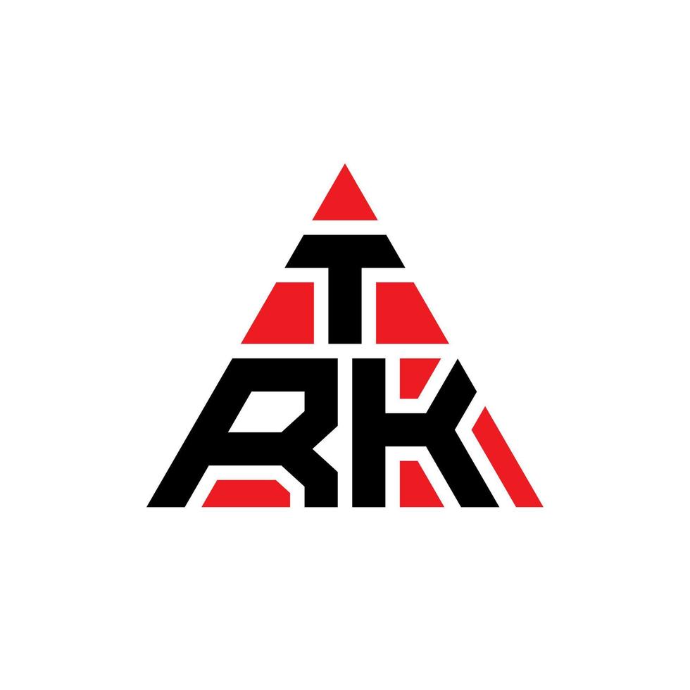 design de logotipo de letra de triângulo trk com forma de triângulo. monograma de design de logotipo de triângulo trk. modelo de logotipo de vetor de triângulo trk com cor vermelha. trk logotipo triangular logotipo simples, elegante e luxuoso.