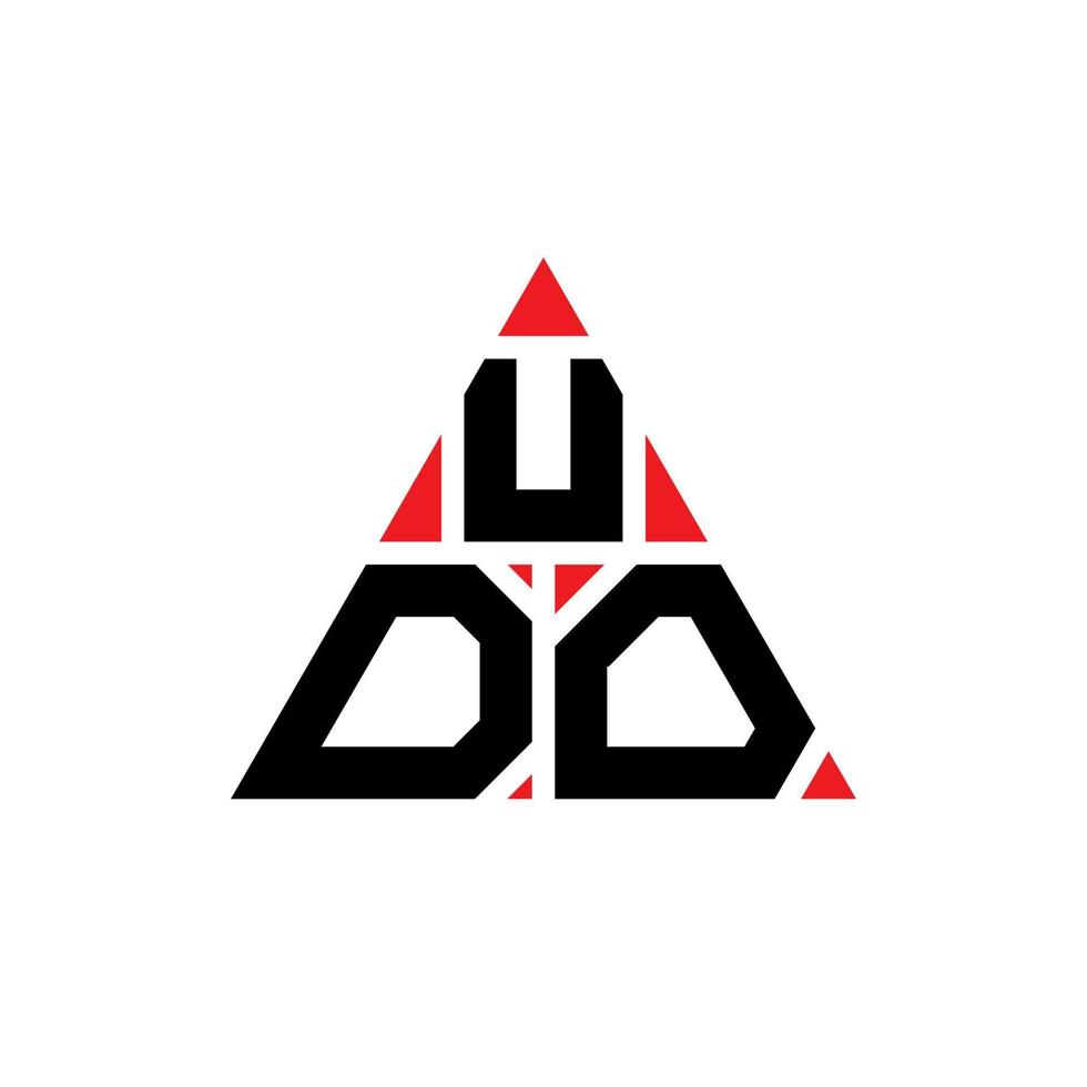 design de logotipo de letra de triângulo udo com forma de triângulo. monograma de design de logotipo de triângulo udo. modelo de logotipo de vetor de triângulo udo com cor vermelha. udo logotipo triangular logotipo simples, elegante e luxuoso.