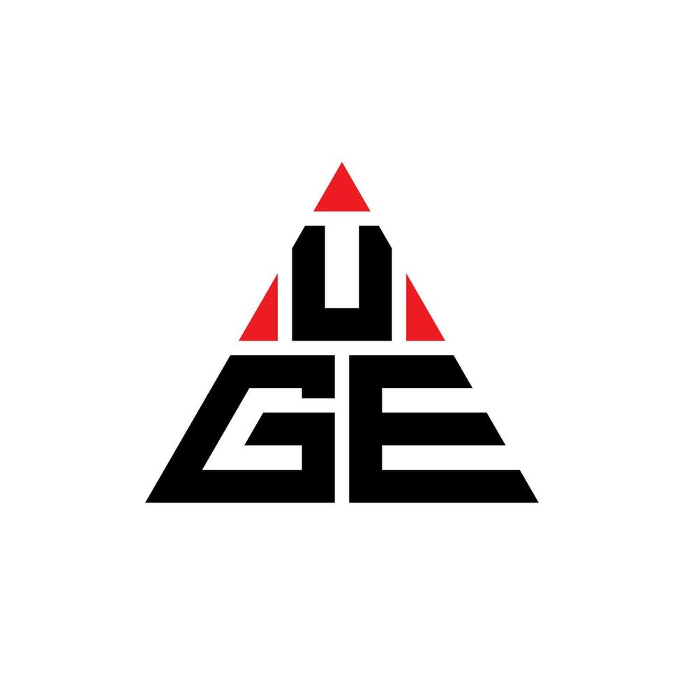 design de logotipo de letra de triângulo uge com forma de triângulo. monograma de design de logotipo de triângulo uge. modelo de logotipo de vetor de triângulo uge com cor vermelha. uge logotipo triangular simples, elegante e luxuoso.