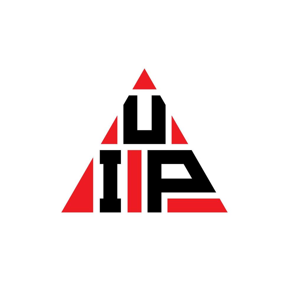 design de logotipo de letra de triângulo uip com forma de triângulo. monograma de design de logotipo de triângulo uip. modelo de logotipo de vetor de triângulo uip com cor vermelha. logotipo triangular uip logotipo simples, elegante e luxuoso.