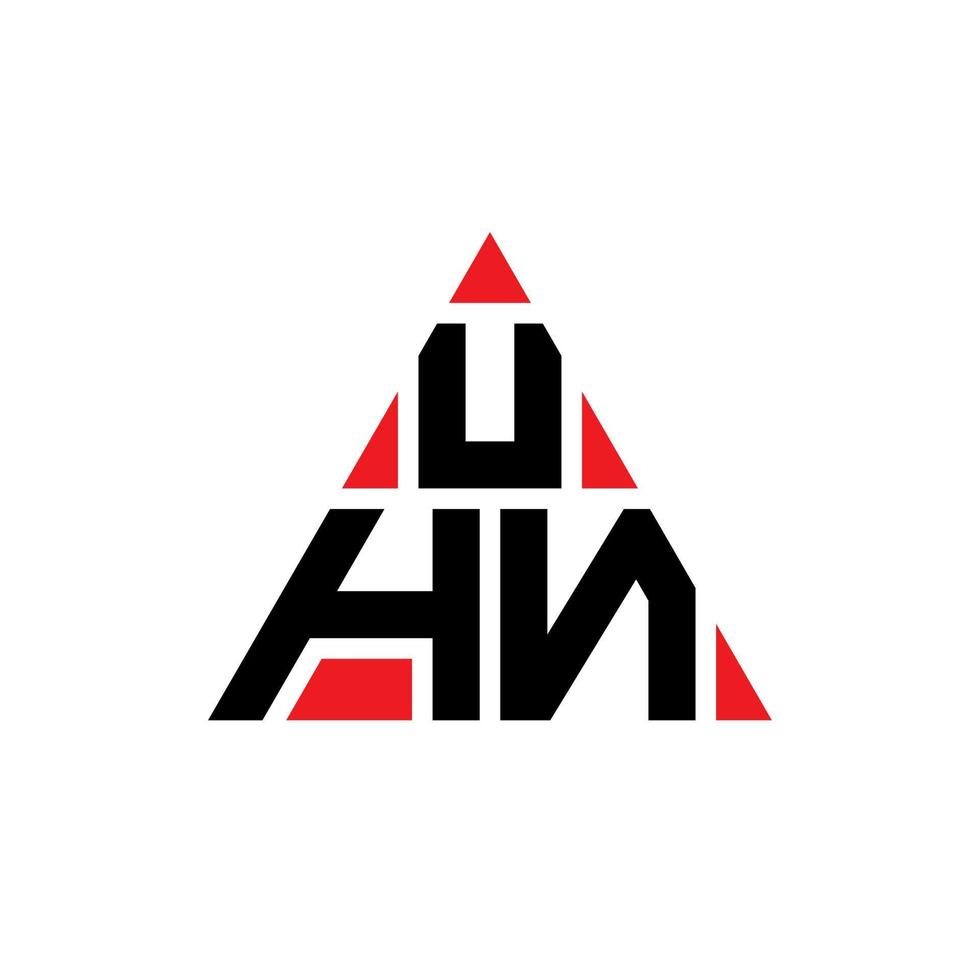 design de logotipo de letra de triângulo uhn com forma de triângulo. monograma de design de logotipo de triângulo uhn. modelo de logotipo de vetor de triângulo uhn com cor vermelha. logotipo triangular uhn logotipo simples, elegante e luxuoso.