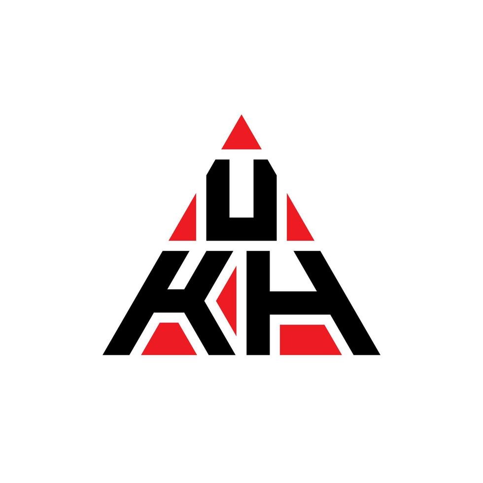 design de logotipo de letra de triângulo ukh com forma de triângulo. monograma de design de logotipo de triângulo ukh. modelo de logotipo de vetor de triângulo ukh com cor vermelha. logotipo triangular ukh logotipo simples, elegante e luxuoso.