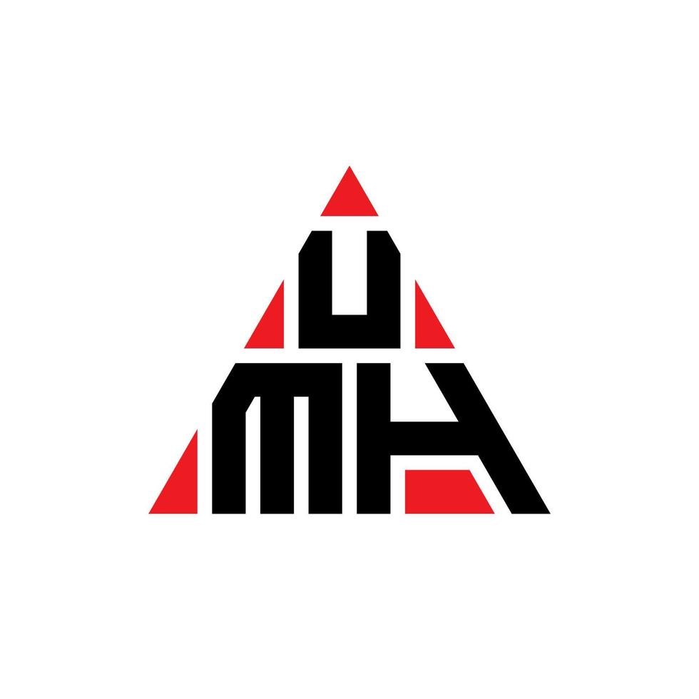 umh design de logotipo de letra de triângulo com forma de triângulo. umh monograma de design de logotipo de triângulo. umh modelo de logotipo de vetor triângulo com cor vermelha. umh logotipo triangular logotipo simples, elegante e luxuoso.