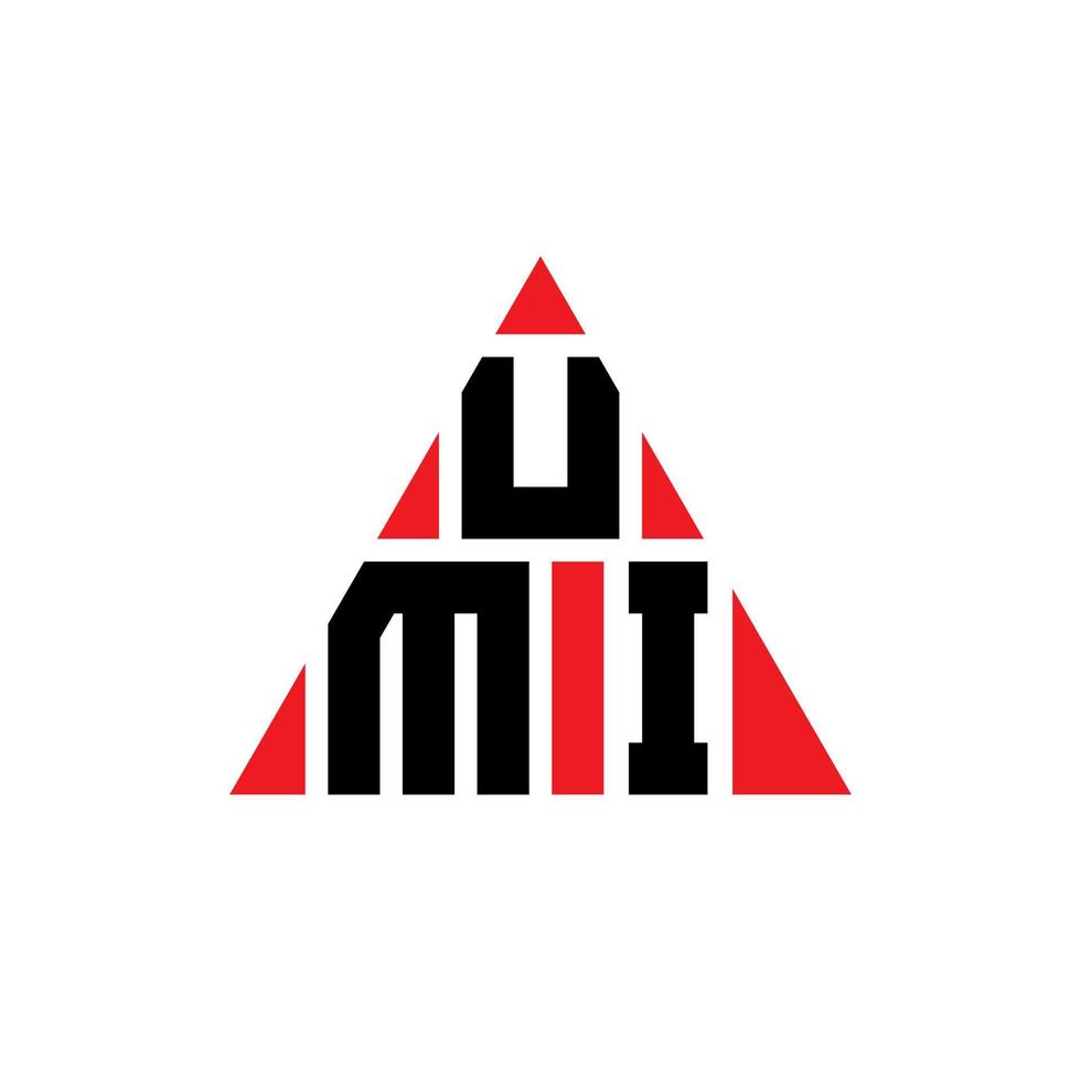 design de logotipo de letra de triângulo umi com forma de triângulo. monograma de design de logotipo de triângulo umi. modelo de logotipo de vetor de triângulo umi com cor vermelha. umi logotipo triangular logotipo simples, elegante e luxuoso.