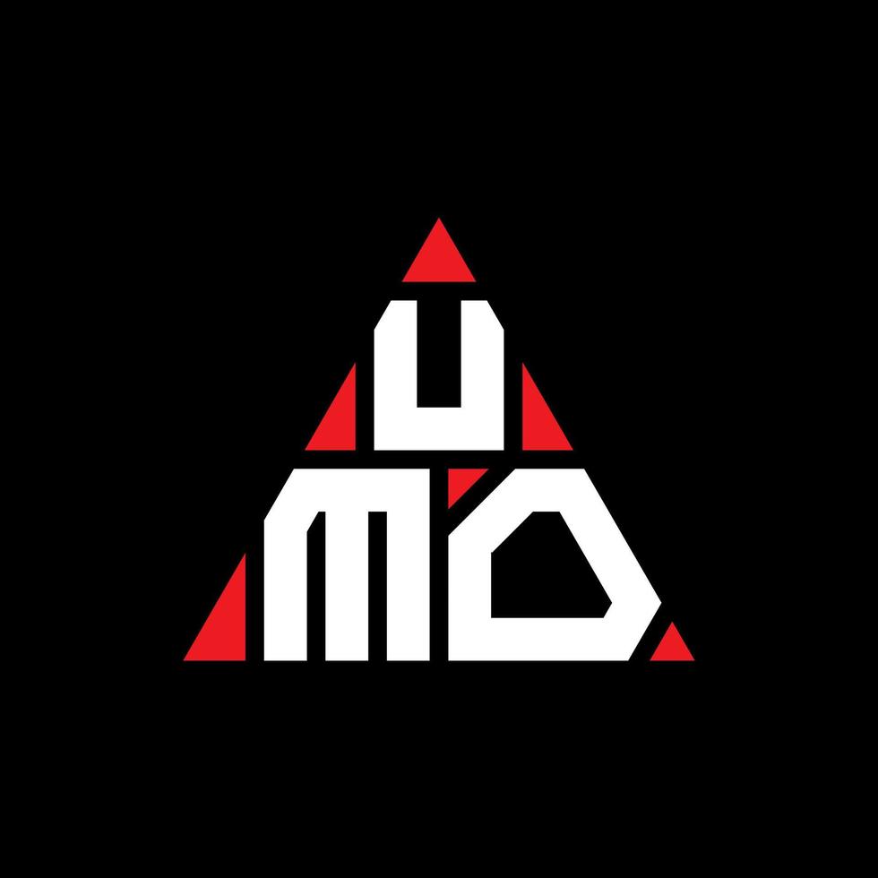 design de logotipo de letra de triângulo umo com forma de triângulo. monograma de design de logotipo de triângulo umo. modelo de logotipo de vetor de triângulo umo com cor vermelha. umo logotipo triangular logotipo simples, elegante e luxuoso.