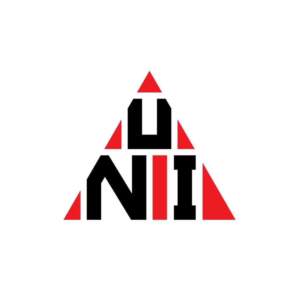design de logotipo de letra uni triângulo com forma de triângulo. monograma de design de logotipo uni triângulo. modelo de logotipo de vetor uni triângulo com cor vermelha. logotipo uni triangular logotipo simples, elegante e luxuoso.