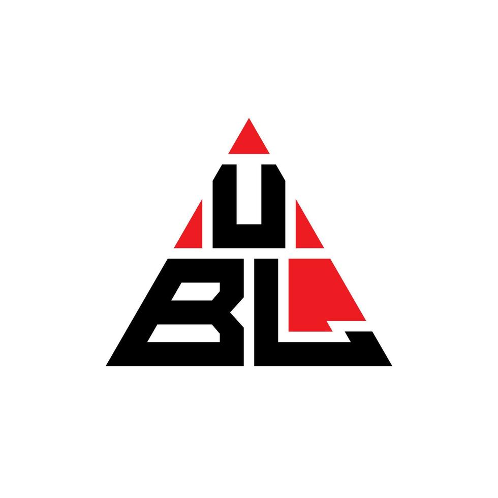 design de logotipo de letra de triângulo ubl com forma de triângulo. monograma de design de logotipo de triângulo ubl. modelo de logotipo de vetor de triângulo ubl com cor vermelha. ubl logotipo triangular logotipo simples, elegante e luxuoso.