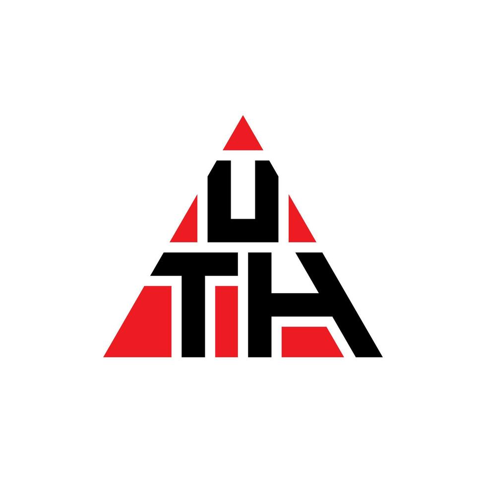 design de logotipo de letra triângulo uth com forma de triângulo. monograma de design de logotipo de triângulo uth. modelo de logotipo de vetor de triângulo uth com cor vermelha. uth logotipo triangular logotipo simples, elegante e luxuoso.