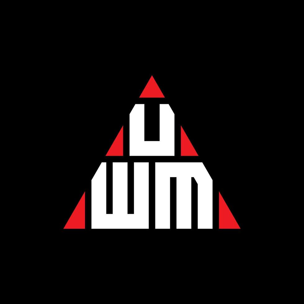 design de logotipo de letra de triângulo uwm com forma de triângulo. monograma de design de logotipo de triângulo uwm. modelo de logotipo de vetor de triângulo uwm com cor vermelha. logotipo triangular uwm logotipo simples, elegante e luxuoso.