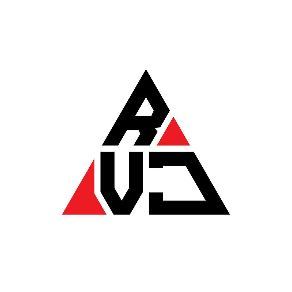 design de logotipo de letra triângulo rvj com forma de triângulo. monograma de design de logotipo de triângulo rvj. modelo de logotipo de vetor de triângulo rvj com cor vermelha. logotipo triangular rvj logotipo simples, elegante e luxuoso.