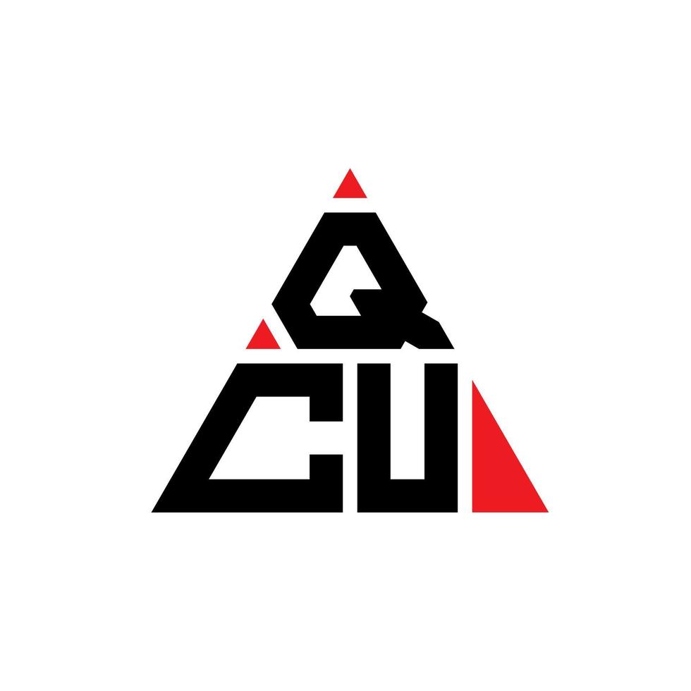 design de logotipo de letra de triângulo qcu com forma de triângulo. monograma de design de logotipo de triângulo qcu. modelo de logotipo de vetor de triângulo qcu com cor vermelha. logotipo triangular qcu logotipo simples, elegante e luxuoso.
