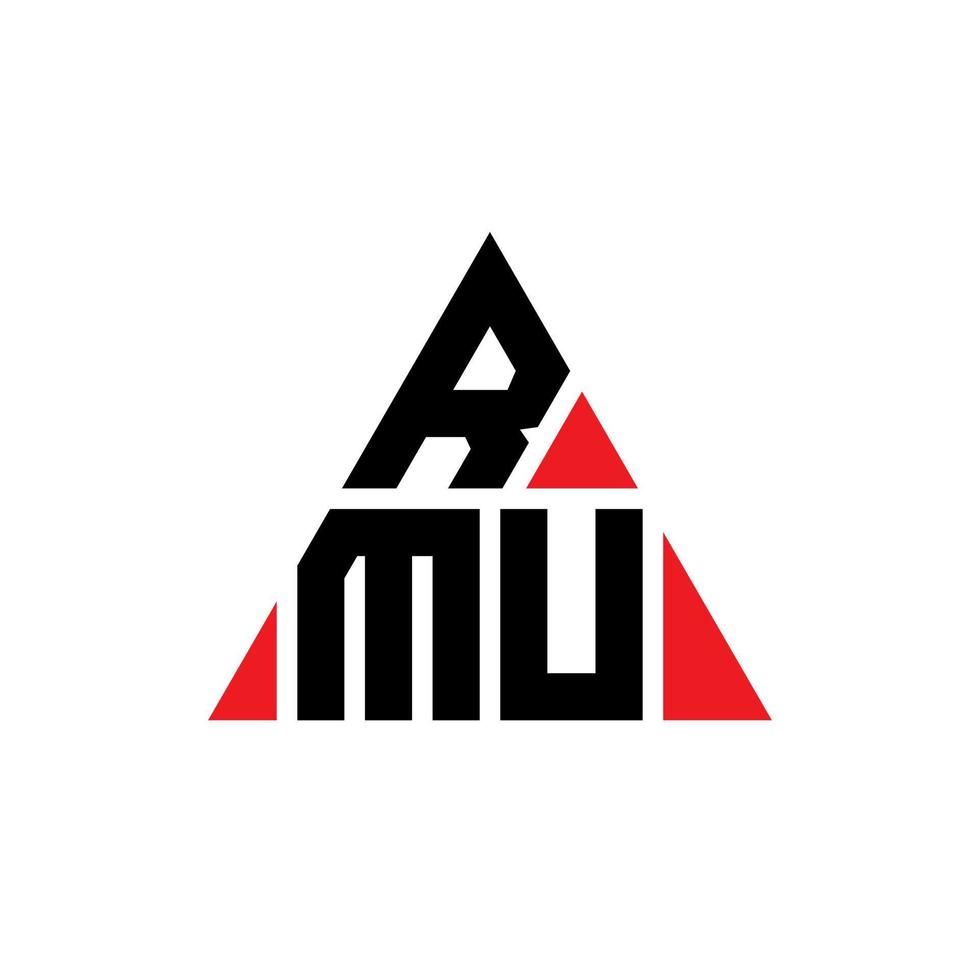 design de logotipo de carta triângulo rmu com forma de triângulo. monograma de design de logotipo de triângulo rmu. modelo de logotipo de vetor de triângulo rmu com cor vermelha. logotipo triangular rmu logotipo simples, elegante e luxuoso.