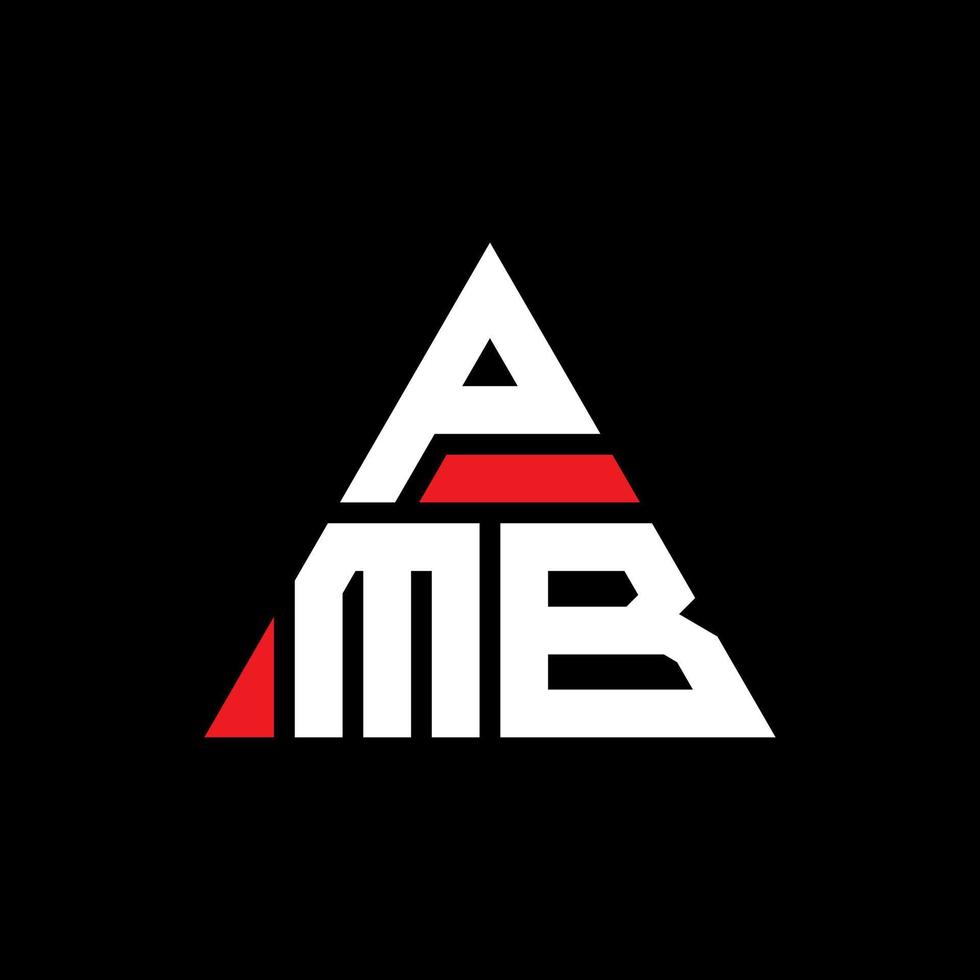 design de logotipo de letra triângulo pmb com forma de triângulo. monograma de design de logotipo de triângulo pmb. modelo de logotipo de vetor de triângulo pmb com cor vermelha. logotipo triangular pmb logotipo simples, elegante e luxuoso.