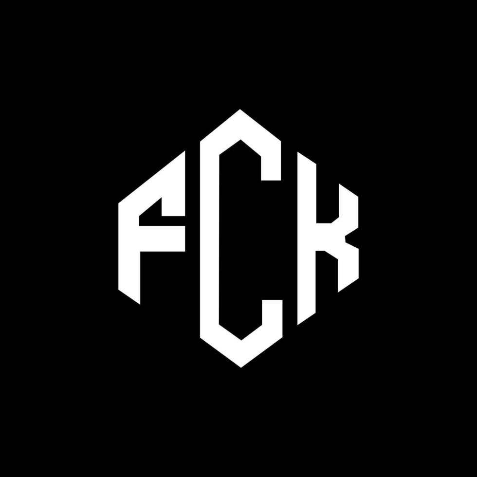 design de logotipo de carta fck com forma de polígono. fck polígono e design de logotipo em forma de cubo. fck modelo de logotipo de vetor hexágono cores brancas e pretas. monograma fck, logotipo de negócios e imóveis.