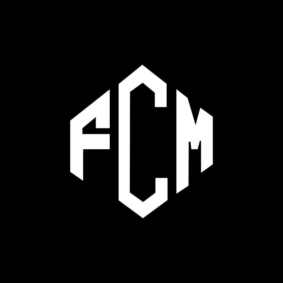 design de logotipo de carta fcm com forma de polígono. fcm polígono e design de logotipo em forma de cubo. modelo de logotipo de vetor hexágono fcm cores brancas e pretas. fcm monograma, logotipo de negócios e imóveis.