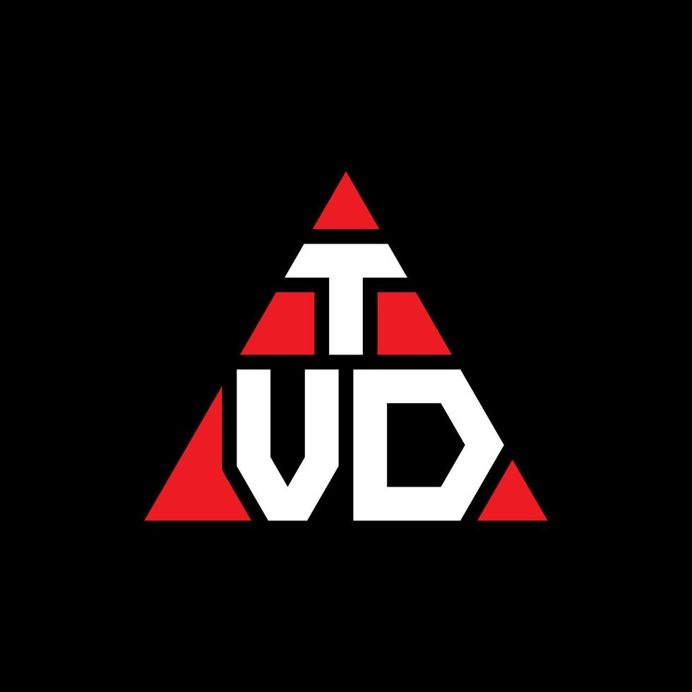 design de logotipo de letra triângulo tvd com forma de triângulo. monograma de design de logotipo de triângulo tvd. modelo de logotipo de vetor de triângulo tvd com cor vermelha. tvd logotipo triangular logotipo simples, elegante e luxuoso.