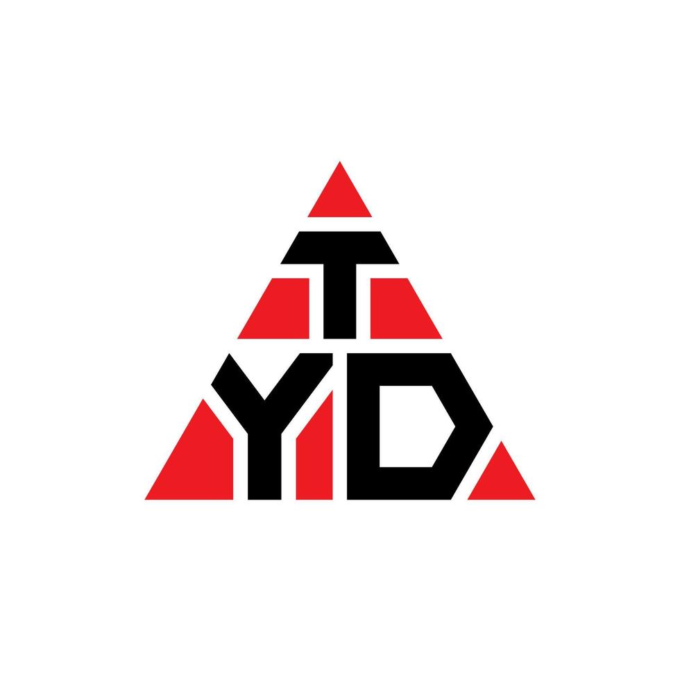 design de logotipo de letra triângulo tyd com forma de triângulo. monograma de design de logotipo de triângulo tyd. modelo de logotipo de vetor de triângulo tyd com cor vermelha. logotipo triangular tyd logotipo simples, elegante e luxuoso.