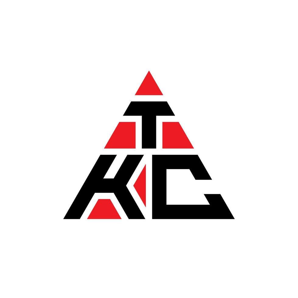 design de logotipo de letra de triângulo tkc com forma de triângulo. monograma de design de logotipo de triângulo tkc. modelo de logotipo de vetor triângulo tkc com cor vermelha. logotipo triangular tkc logotipo simples, elegante e luxuoso.