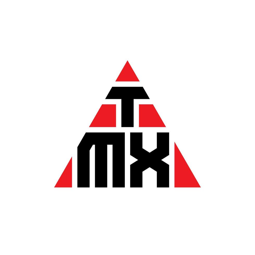 design de logotipo de letra de triângulo tmx com forma de triângulo. monograma de design de logotipo de triângulo tmx. modelo de logotipo de vetor de triângulo tmx com cor vermelha. logotipo triangular tmx logotipo simples, elegante e luxuoso.