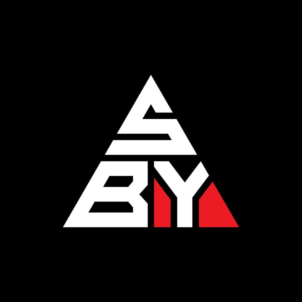 design de logotipo de letra de triângulo sby com forma de triângulo. monograma de design de logotipo de triângulo sby. modelo de logotipo de vetor triângulo sby com cor vermelha. sby logotipo triangular logotipo simples, elegante e luxuoso.