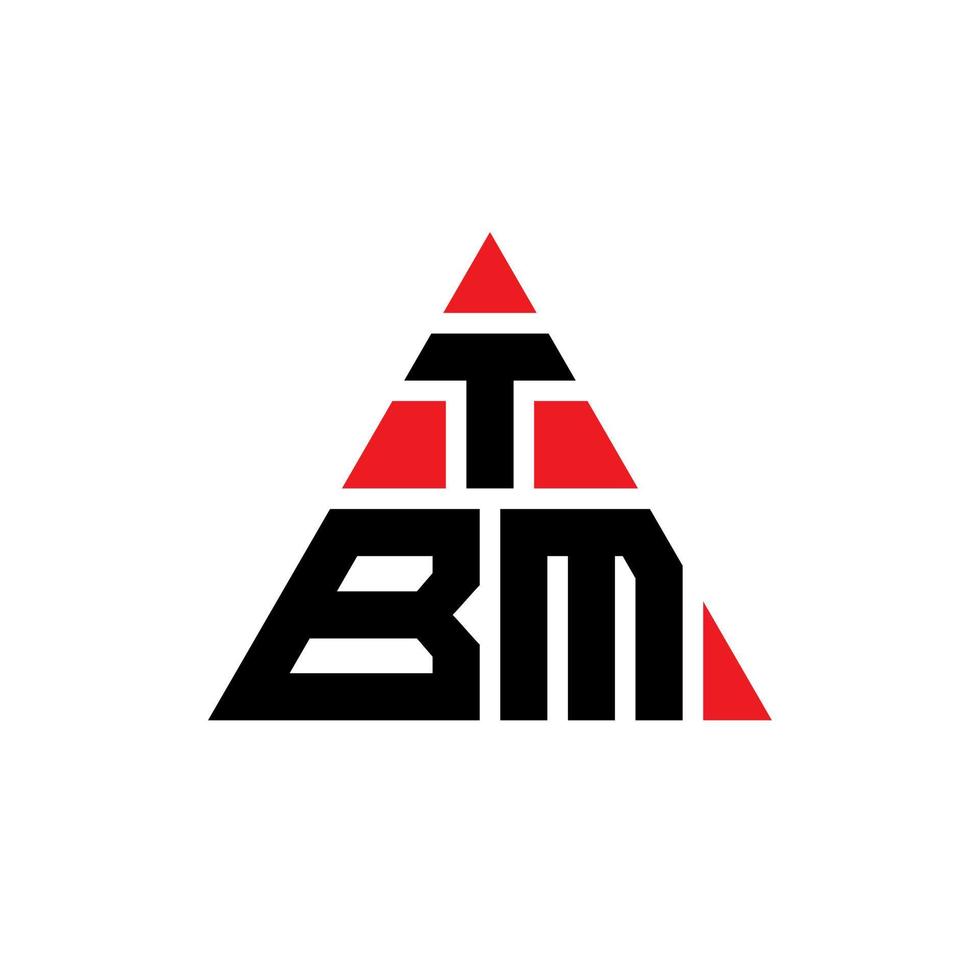 design de logotipo de letra de triângulo tbm com forma de triângulo. monograma de design de logotipo de triângulo tbm. modelo de logotipo de vetor de triângulo tbm com cor vermelha. tbm logotipo triangular logotipo simples, elegante e luxuoso.