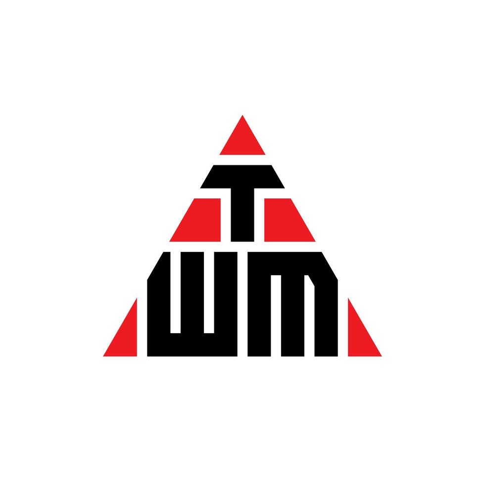 design de logotipo de letra de triângulo twm com forma de triângulo. monograma de design de logotipo de triângulo twm. modelo de logotipo de vetor de triângulo twm com cor vermelha. logotipo triangular twm logotipo simples, elegante e luxuoso.