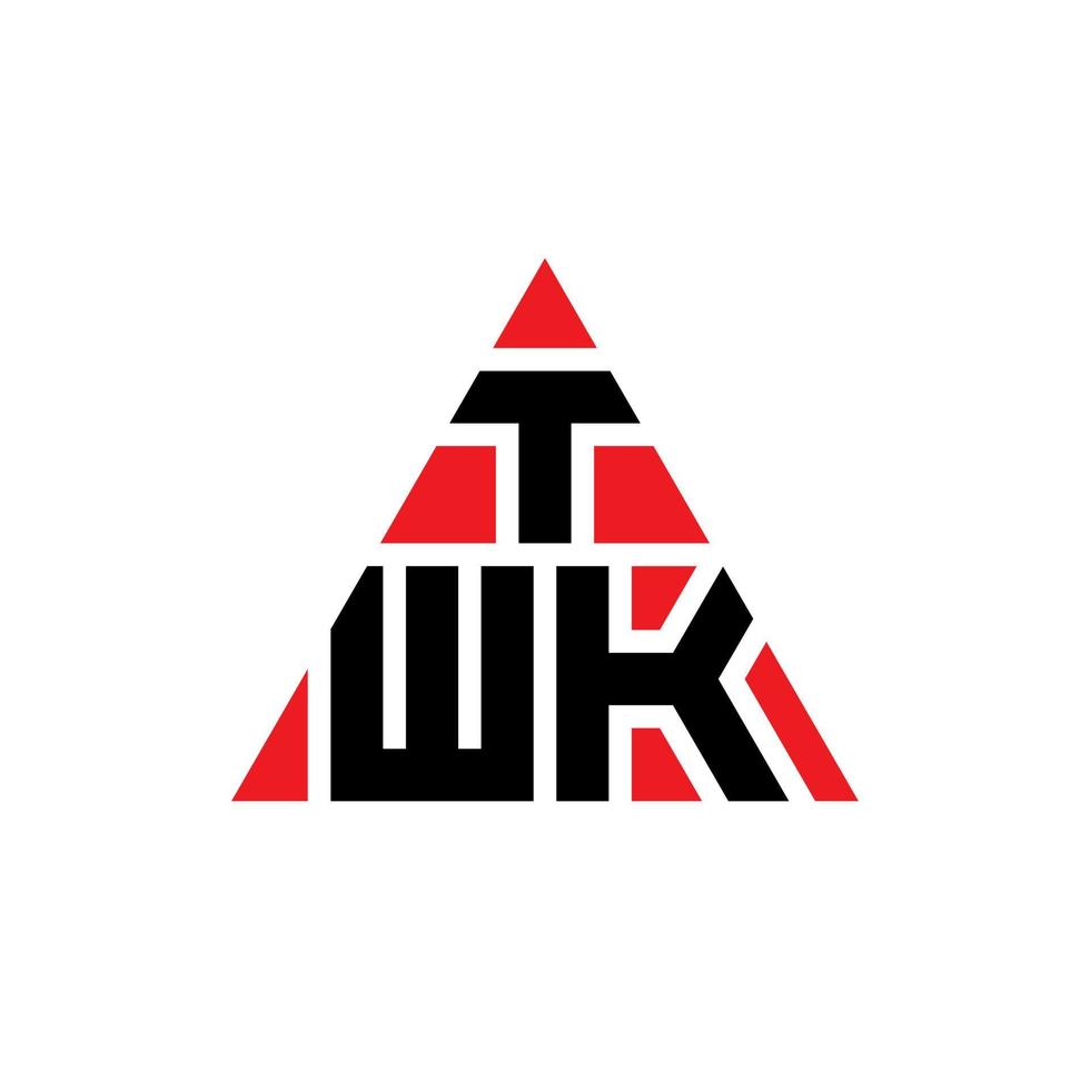 twk design de logotipo de letra de triângulo com forma de triângulo. twk monograma de design de logotipo de triângulo. modelo de logotipo de vetor de triângulo twk com cor vermelha. twk logotipo triangular logotipo simples, elegante e luxuoso.