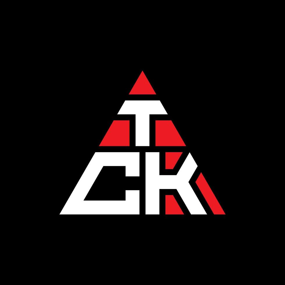 design de logotipo de letra de triângulo tck com forma de triângulo. monograma de design de logotipo de triângulo tck. modelo de logotipo de vetor de triângulo tck com cor vermelha. tck logotipo triangular logotipo simples, elegante e luxuoso.