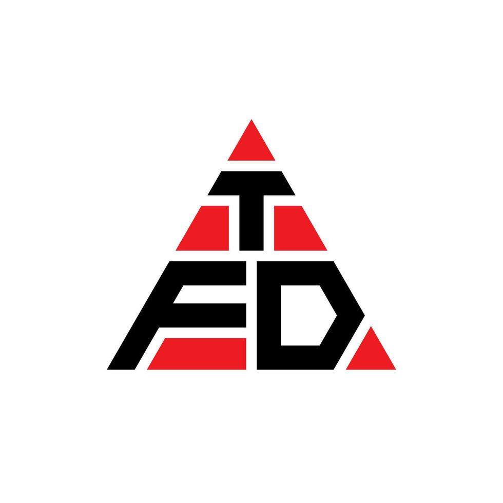 design de logotipo de letra triângulo tfd com forma de triângulo. monograma de design de logotipo de triângulo tfd. modelo de logotipo de vetor de triângulo tfd com cor vermelha. logotipo triangular tfd logotipo simples, elegante e luxuoso.