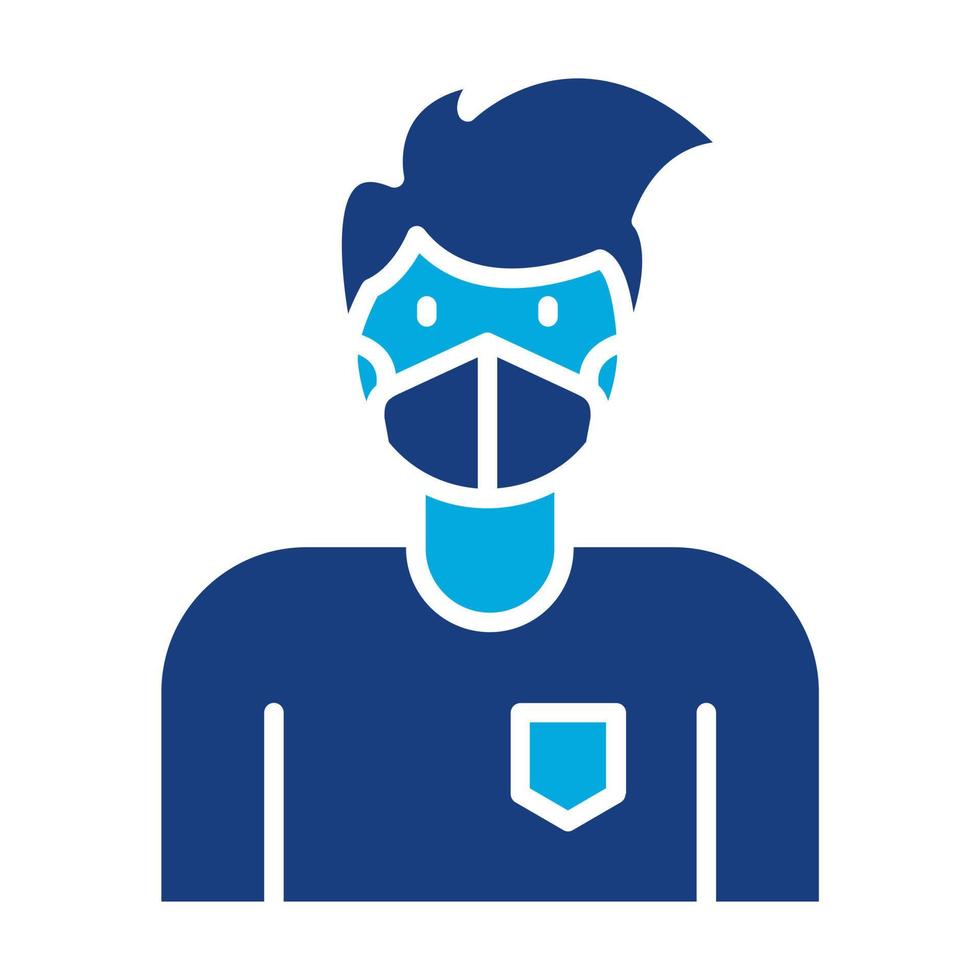 homem vestindo máscara glifo ícone de duas cores vetor
