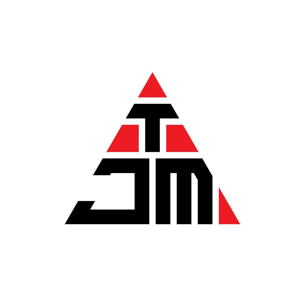 design de logotipo de letra de triângulo tjm com forma de triângulo. monograma de design de logotipo de triângulo tjm. modelo de logotipo de vetor de triângulo tjm com cor vermelha. logotipo triangular tjm logotipo simples, elegante e luxuoso.