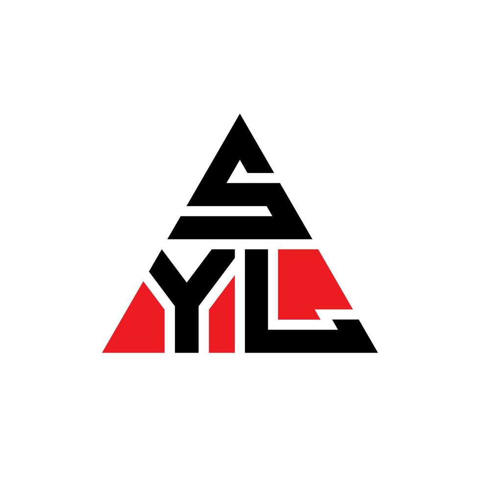 design de logotipo de letra triângulo syl com forma de triângulo. monograma de design de logotipo de triângulo syl. modelo de logotipo de vetor syl triângulo com cor vermelha. syl logo triangular logo simples, elegante e luxuoso.