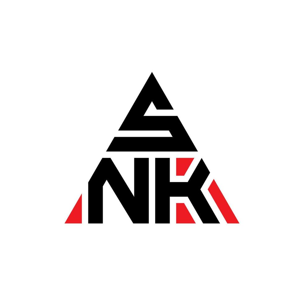 design de logotipo de letra triângulo snk com forma de triângulo. monograma de design de logotipo de triângulo snk. modelo de logotipo de vetor de triângulo snk com cor vermelha. snk logotipo triangular logotipo simples, elegante e luxuoso.