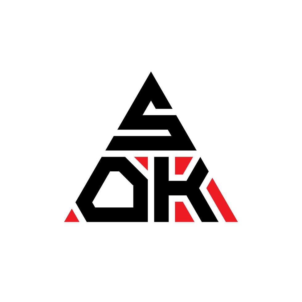 sok design de logotipo de letra triângulo com forma de triângulo. monograma de design de logotipo de triângulo sok. modelo de logotipo de vetor sok triângulo com cor vermelha. sok logotipo triangular logotipo simples, elegante e luxuoso.