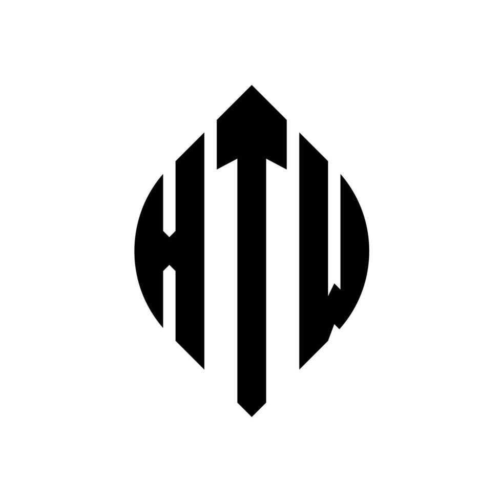 design de logotipo de letra de círculo xtw com forma de círculo e elipse. letras de elipse xtw com estilo tipográfico. as três iniciais formam um logotipo circular. xtw círculo emblema abstrato monograma carta marca vetor. vetor