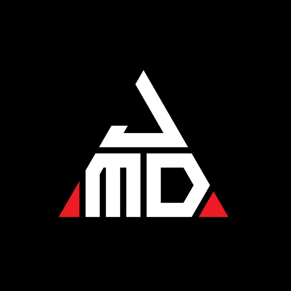 design de logotipo de letra de triângulo jmd com forma de triângulo. monograma de design de logotipo de triângulo jmd. modelo de logotipo de vetor jmd triângulo com cor vermelha. logotipo triangular jmd logotipo simples, elegante e luxuoso.