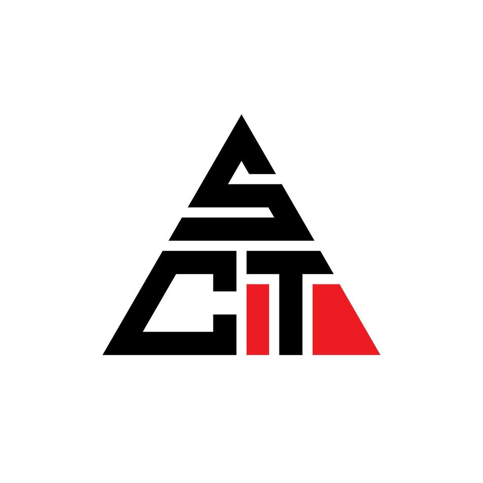 design de logotipo de letra de triângulo sct com forma de triângulo. monograma de design de logotipo de triângulo sct. modelo de logotipo de vetor de triângulo sct com cor vermelha. sct logotipo triangular logotipo simples, elegante e luxuoso.