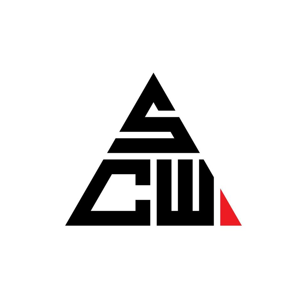 scw design de logotipo de letra de triângulo com forma de triângulo. monograma de design de logotipo de triângulo scw. modelo de logotipo de vetor de triângulo scw com cor vermelha. scw logotipo triangular simples, elegante e luxuoso.