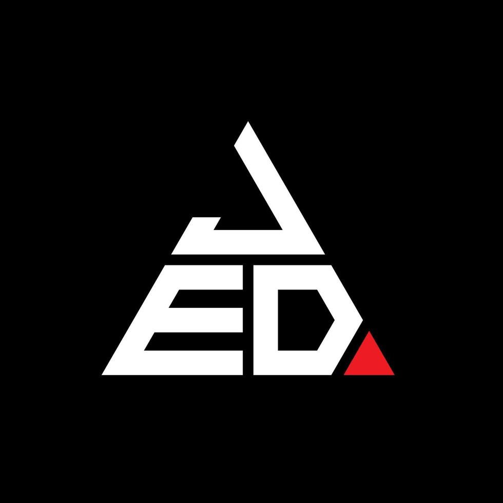 design de logotipo de carta triângulo jed com forma de triângulo. monograma de design de logotipo de triângulo jed. modelo de logotipo de vetor jed triângulo com cor vermelha. jed logotipo triangular logotipo simples, elegante e luxuoso.