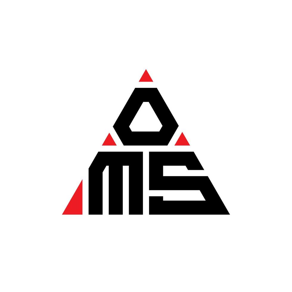 design de logotipo de letra triângulo oms com forma de triângulo. monograma de design de logotipo de triângulo oms. modelo de logotipo de vetor de triângulo oms com cor vermelha. logotipo triangular oms logotipo simples, elegante e luxuoso.