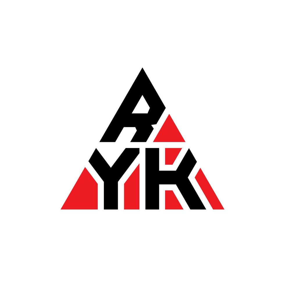 design de logotipo de carta triângulo ryk com forma de triângulo. monograma de design de logotipo de triângulo ryk. modelo de logotipo de vetor ryk triângulo com cor vermelha. logotipo triangular ryk logotipo simples, elegante e luxuoso.